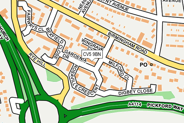 CV5 9BN map - OS OpenMap – Local (Ordnance Survey)