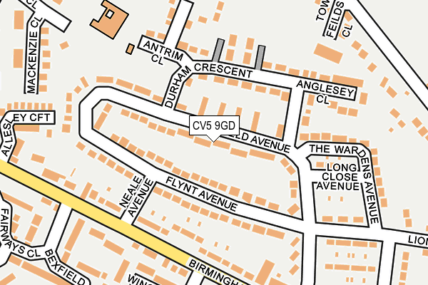CV5 9GD map - OS OpenMap – Local (Ordnance Survey)