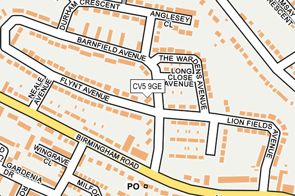 CV5 9GE map - OS OpenMap – Local (Ordnance Survey)