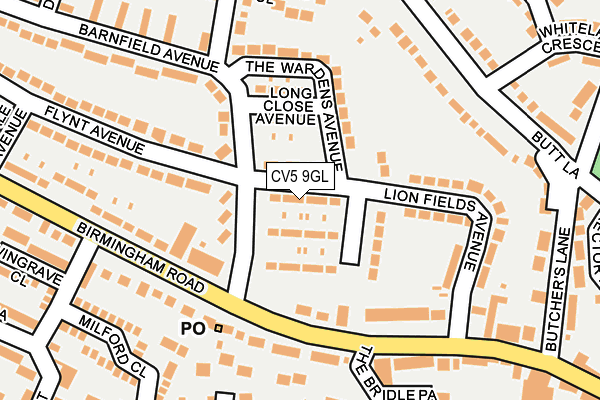 CV5 9GL map - OS OpenMap – Local (Ordnance Survey)