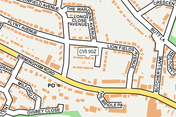 CV5 9GZ map - OS OpenMap – Local (Ordnance Survey)