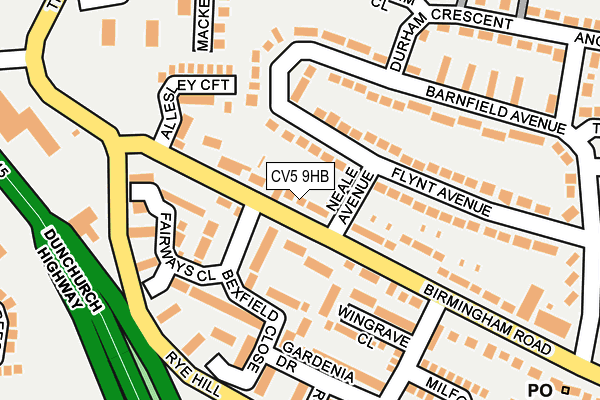 CV5 9HB map - OS OpenMap – Local (Ordnance Survey)