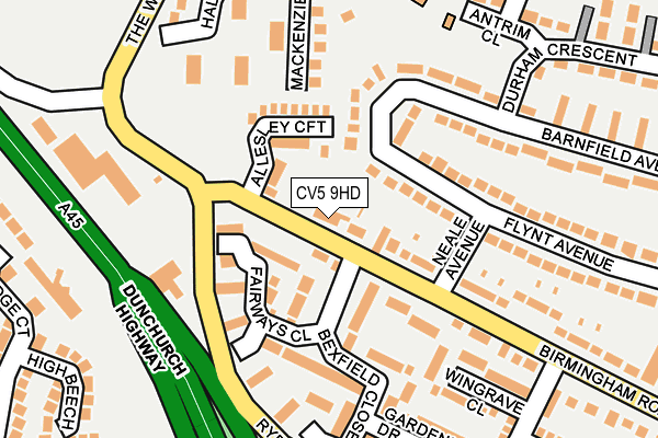CV5 9HD map - OS OpenMap – Local (Ordnance Survey)