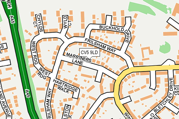 CV5 9LD map - OS OpenMap – Local (Ordnance Survey)