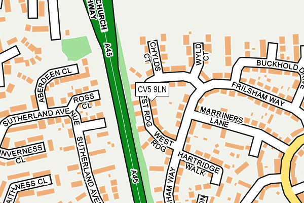 CV5 9LN map - OS OpenMap – Local (Ordnance Survey)