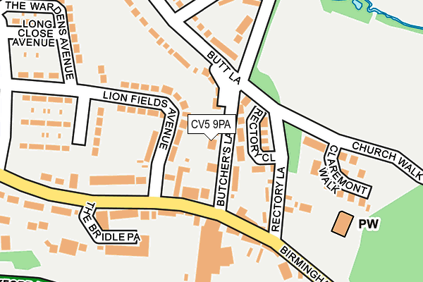 CV5 9PA map - OS OpenMap – Local (Ordnance Survey)