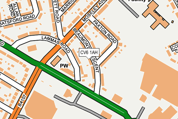 CV6 1AH map - OS OpenMap – Local (Ordnance Survey)