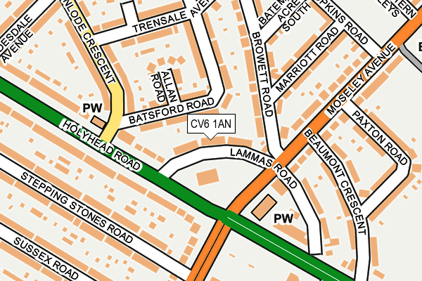 CV6 1AN map - OS OpenMap – Local (Ordnance Survey)