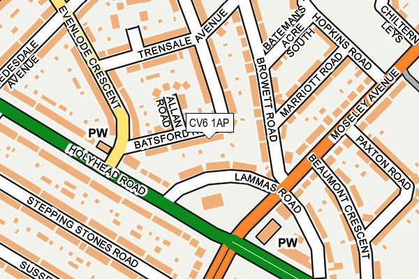 CV6 1AP map - OS OpenMap – Local (Ordnance Survey)