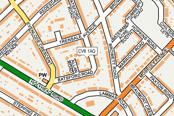 CV6 1AQ map - OS OpenMap – Local (Ordnance Survey)