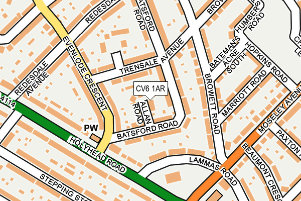 CV6 1AR map - OS OpenMap – Local (Ordnance Survey)