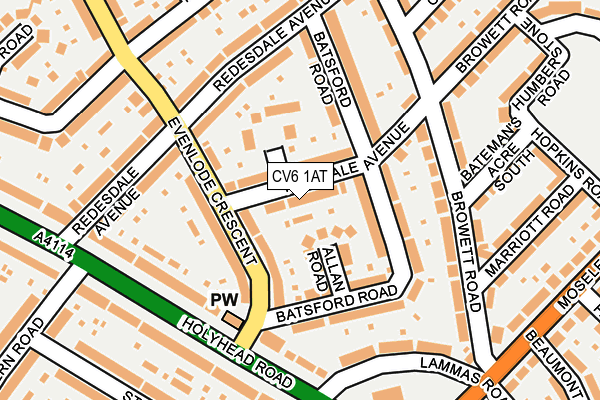 CV6 1AT map - OS OpenMap – Local (Ordnance Survey)