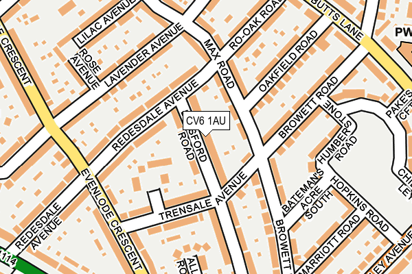 CV6 1AU map - OS OpenMap – Local (Ordnance Survey)