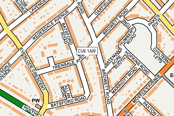 CV6 1AW map - OS OpenMap – Local (Ordnance Survey)