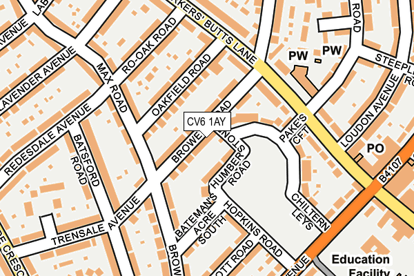 CV6 1AY map - OS OpenMap – Local (Ordnance Survey)