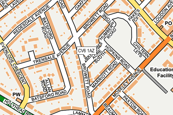 CV6 1AZ map - OS OpenMap – Local (Ordnance Survey)