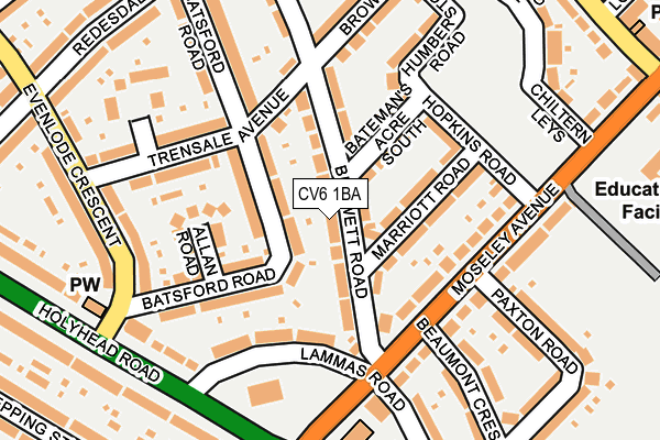 CV6 1BA map - OS OpenMap – Local (Ordnance Survey)