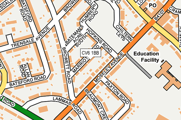 CV6 1BB map - OS OpenMap – Local (Ordnance Survey)