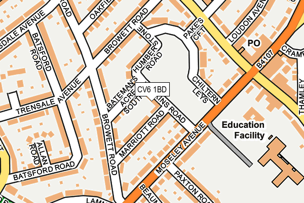 CV6 1BD map - OS OpenMap – Local (Ordnance Survey)