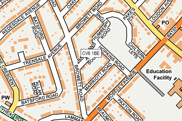 CV6 1BE map - OS OpenMap – Local (Ordnance Survey)