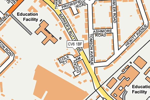 CV6 1BF map - OS OpenMap – Local (Ordnance Survey)