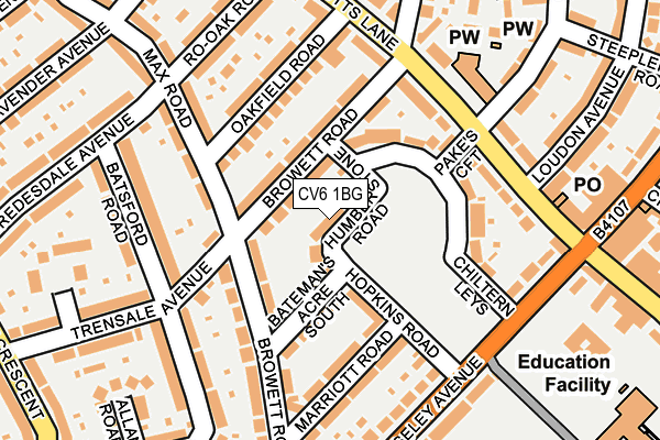 CV6 1BG map - OS OpenMap – Local (Ordnance Survey)