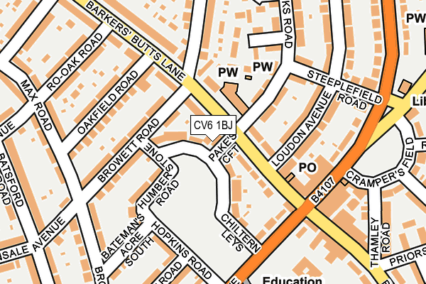 CV6 1BJ map - OS OpenMap – Local (Ordnance Survey)