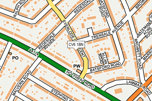 CV6 1BN map - OS OpenMap – Local (Ordnance Survey)