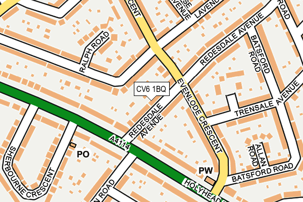 CV6 1BQ map - OS OpenMap – Local (Ordnance Survey)