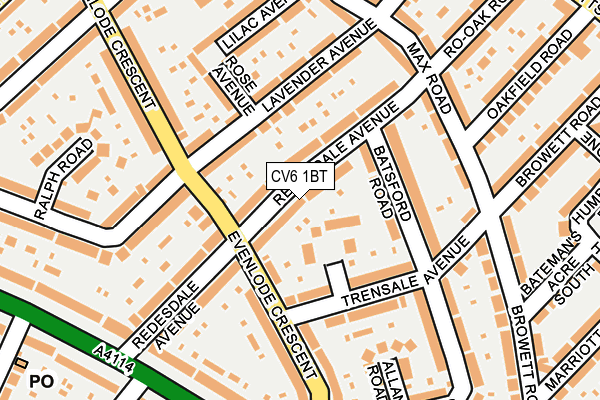 CV6 1BT map - OS OpenMap – Local (Ordnance Survey)