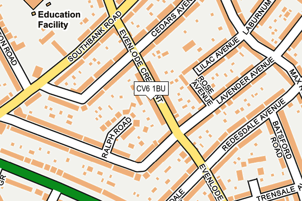 CV6 1BU map - OS OpenMap – Local (Ordnance Survey)