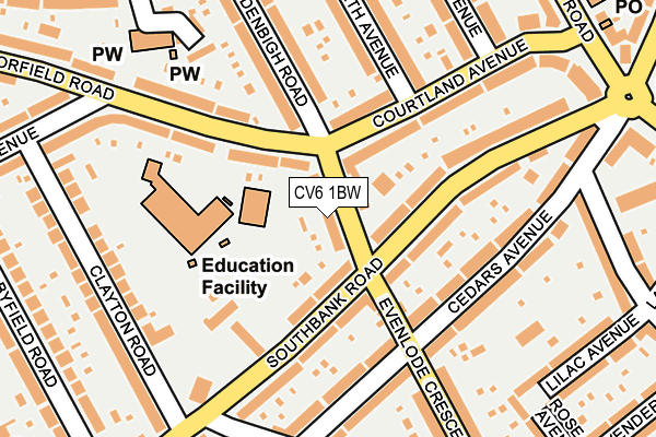 CV6 1BW map - OS OpenMap – Local (Ordnance Survey)