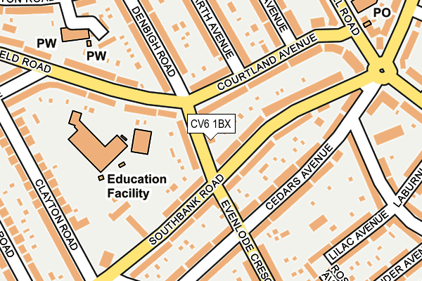 CV6 1BX map - OS OpenMap – Local (Ordnance Survey)