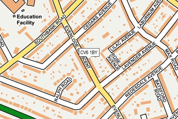 CV6 1BY map - OS OpenMap – Local (Ordnance Survey)