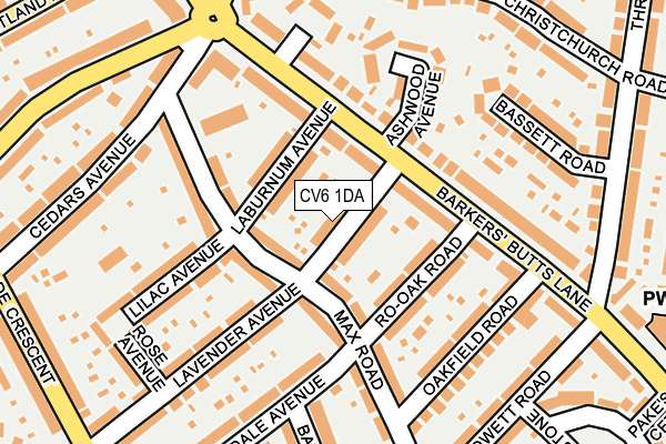 CV6 1DA map - OS OpenMap – Local (Ordnance Survey)