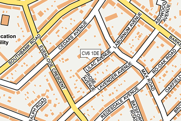 CV6 1DE map - OS OpenMap – Local (Ordnance Survey)