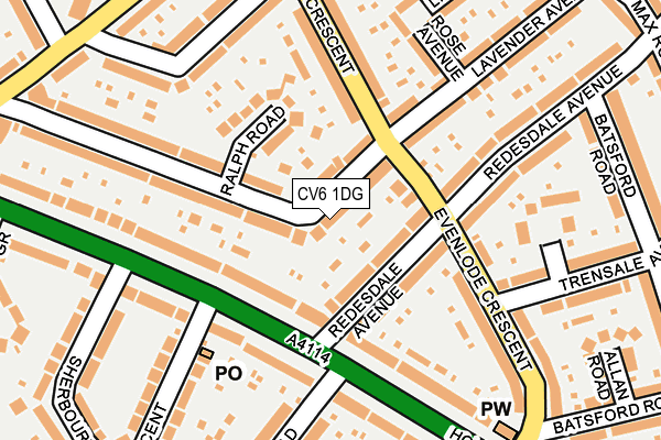 CV6 1DG map - OS OpenMap – Local (Ordnance Survey)