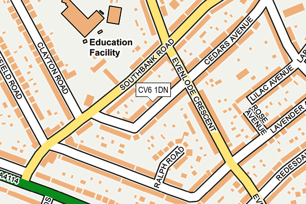 CV6 1DN map - OS OpenMap – Local (Ordnance Survey)