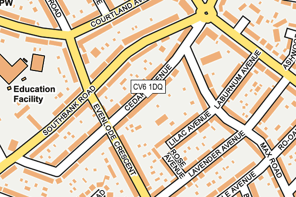 CV6 1DQ map - OS OpenMap – Local (Ordnance Survey)