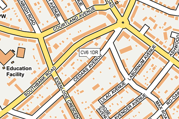 CV6 1DR map - OS OpenMap – Local (Ordnance Survey)