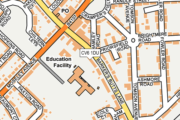 CV6 1DU map - OS OpenMap – Local (Ordnance Survey)