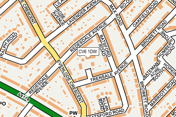 CV6 1DW map - OS OpenMap – Local (Ordnance Survey)