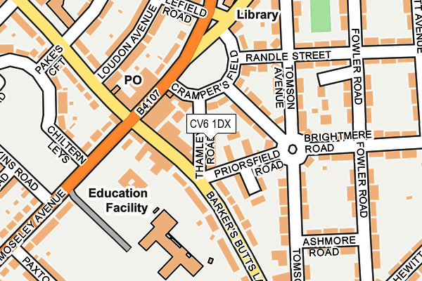 CV6 1DX map - OS OpenMap – Local (Ordnance Survey)