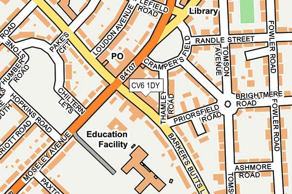 CV6 1DY map - OS OpenMap – Local (Ordnance Survey)