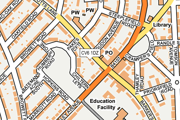CV6 1DZ map - OS OpenMap – Local (Ordnance Survey)