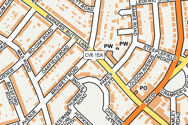 CV6 1EA map - OS OpenMap – Local (Ordnance Survey)