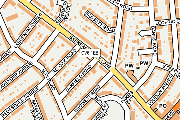 CV6 1EB map - OS OpenMap – Local (Ordnance Survey)