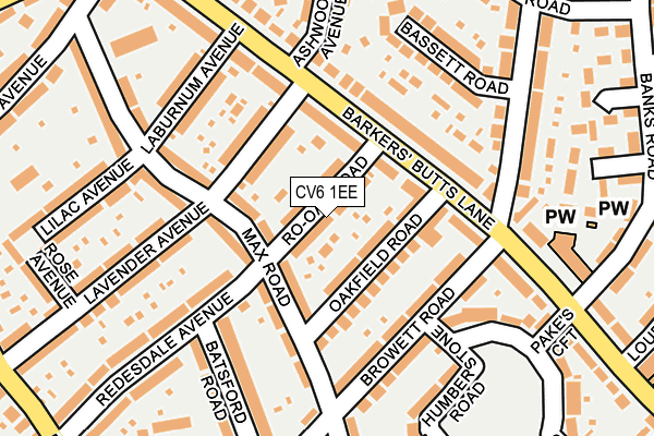 CV6 1EE map - OS OpenMap – Local (Ordnance Survey)