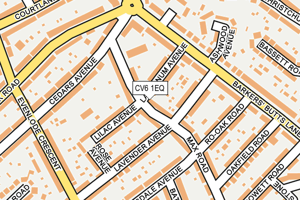 CV6 1EQ map - OS OpenMap – Local (Ordnance Survey)