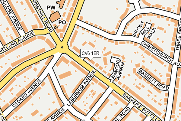 CV6 1ER map - OS OpenMap – Local (Ordnance Survey)